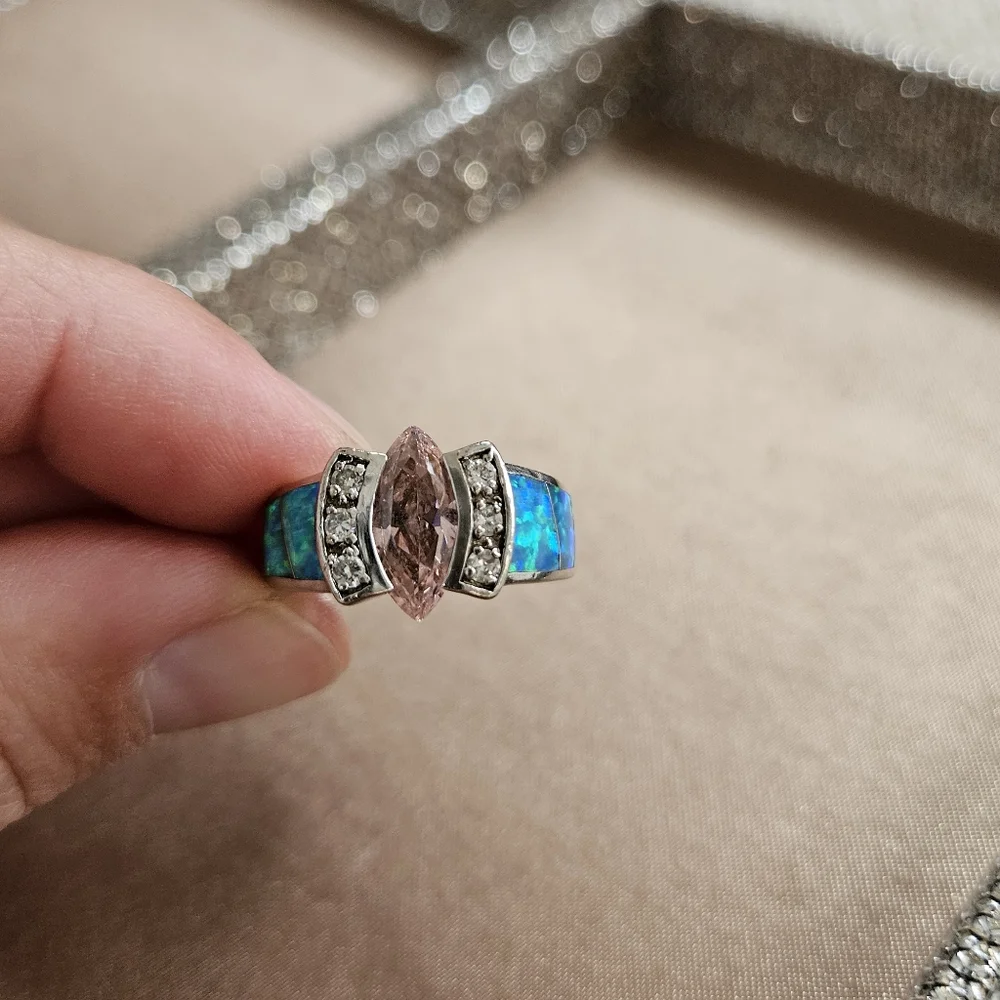 Sterling Silver Opal Topaz Ring